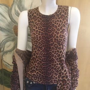 Sutton Cashmere top animal print cheetah New with tags